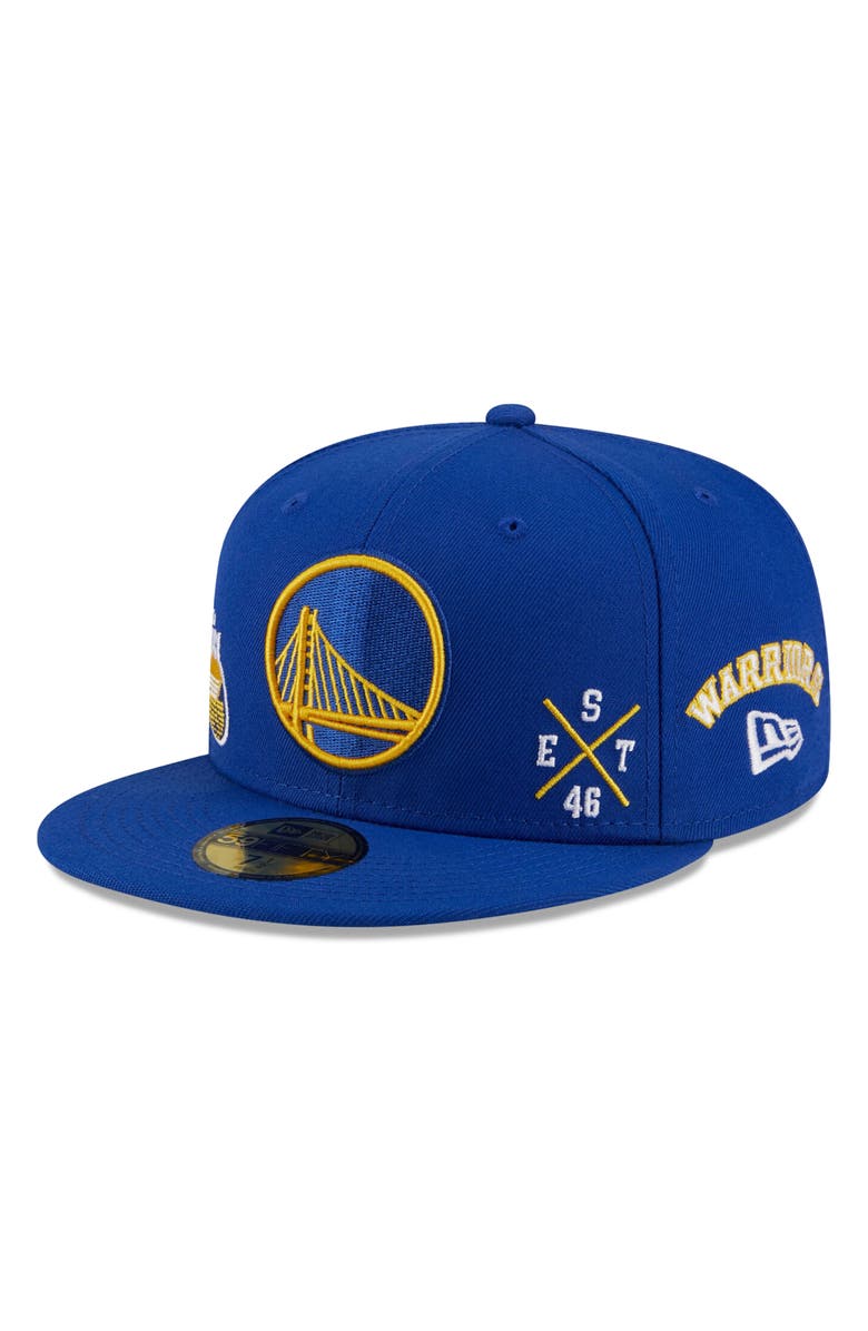 Men's New Era Royal Golden State Warriors Multi Logo 59FIFTY Fitted Hat