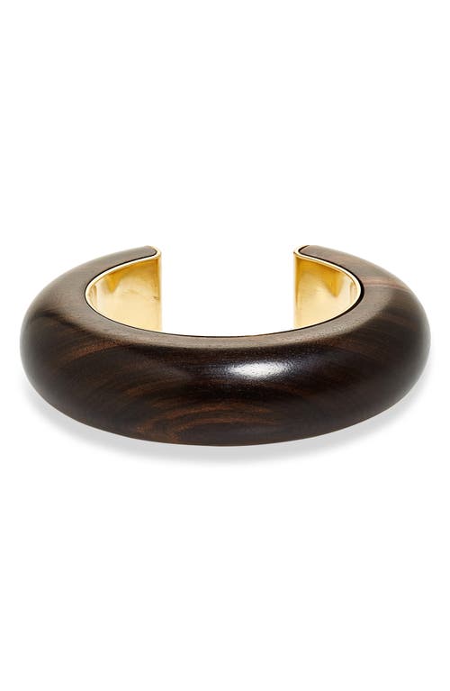 Saint Laurent Medium Cuff Bracelet In Dore/marron Nuance