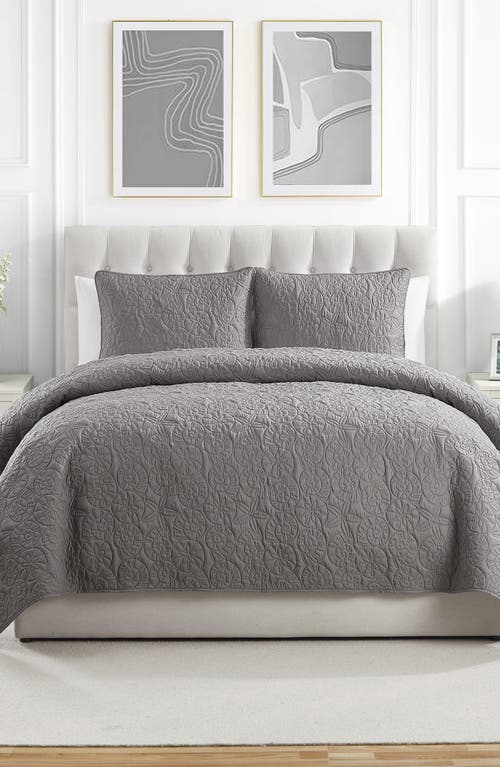 Vcny Home Seashell Solid 3-piece Quilt Set In Grey