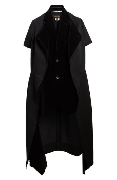 Comme Des Garçons Wool & Velveteen Double Layer Jacket In Black X Black