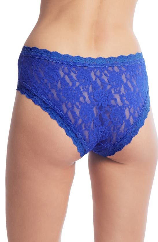 Shop Hanky Panky Signature Lace V-front Cheeky Briefs In Cobalt