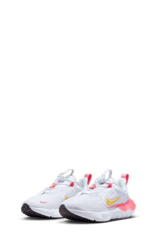 Nike Kids' Run Flow Toggle Sneaker In White/citron/photon Dust