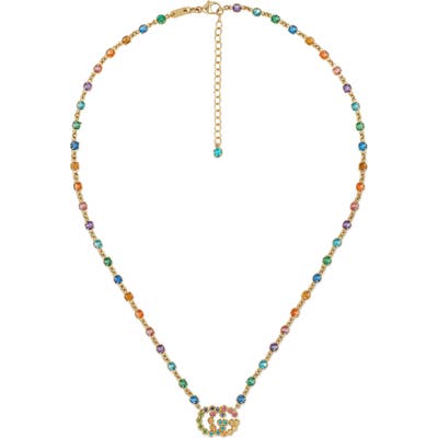 Gucci Double-G Multistone Pendant Necklace