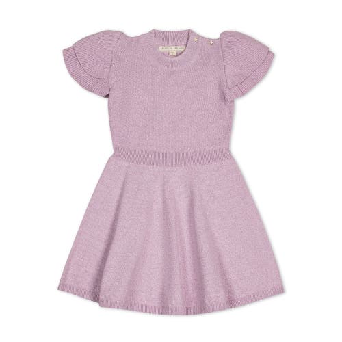 Hope & Henry Baby Girls' Organic Flutter Sleeve Sweater Dress, Infant In Lavender Marl
