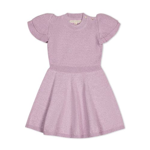 Shop Hope & Henry Girls' Organic Flutter Sleeve Sweater Dress, Toddler In Lavender Marl