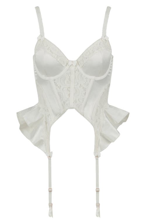 Love, Vera Lace Trim Satin Bustier In Ivory