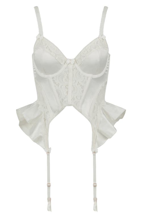 Shop Love, Vera Lace Trim Satin Bustier In Ivory