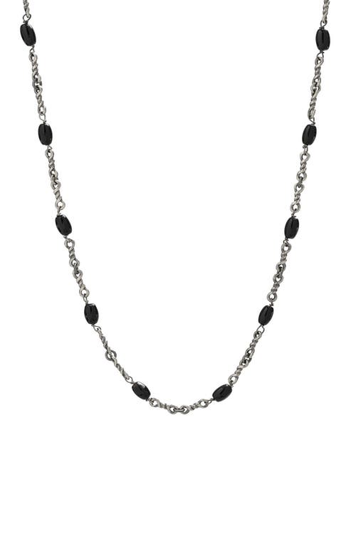 Men's Black Onyx Twisted Cable Chain Necklace in Silver