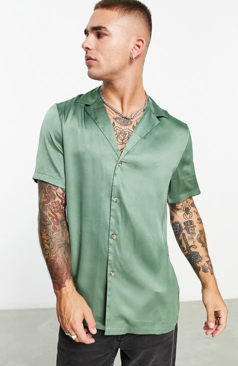 Gucci Silk Satin Shirt in Green for Men