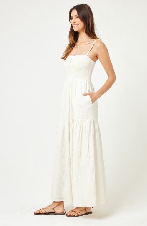 Shop L*space Lspace Mallorca Smocked Cover-up Maxi Dress In Cream