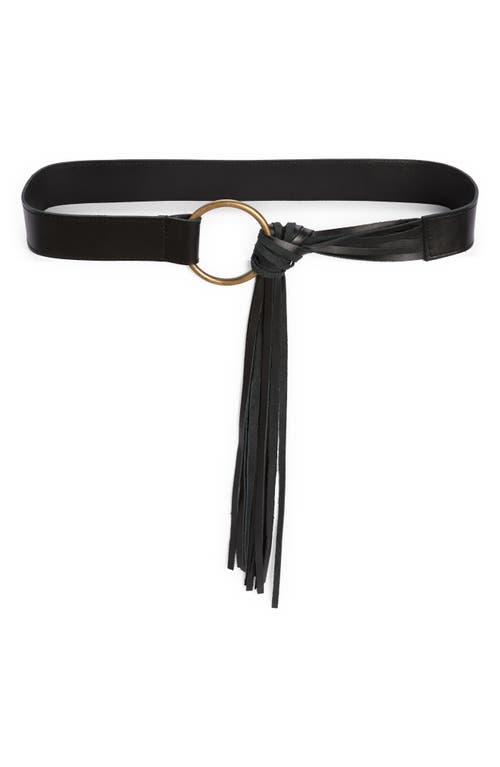 Ada Esme Fringe Leather Belt in Black