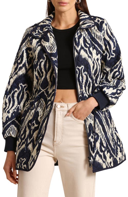 Avec Les Filles Ikat Print Quilted Cotton Jacket Navy at Nordstrom,