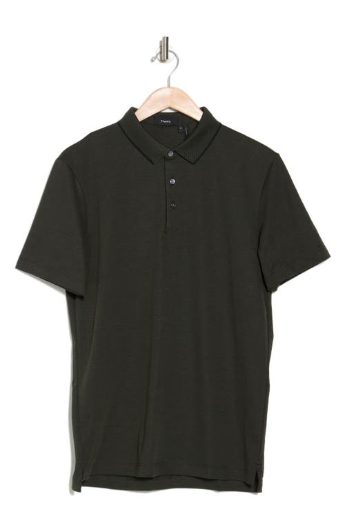 Theory Button Front Polo In Grove/black