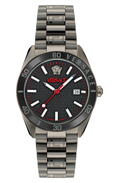 Shop Versace V-dome Bracelet Watch, 42mm In Ip Black