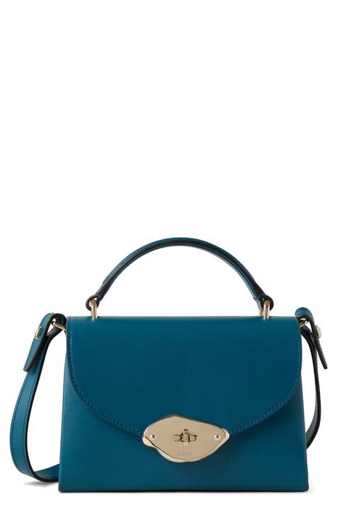 Bright Blue Leather Box Handbag Crossbody Bag Blue Camera 