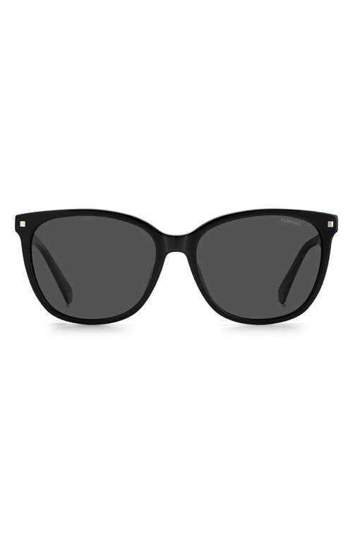 Polaroid 59mm Polarized Rectangular Sunglasses in Black /Gray Pz