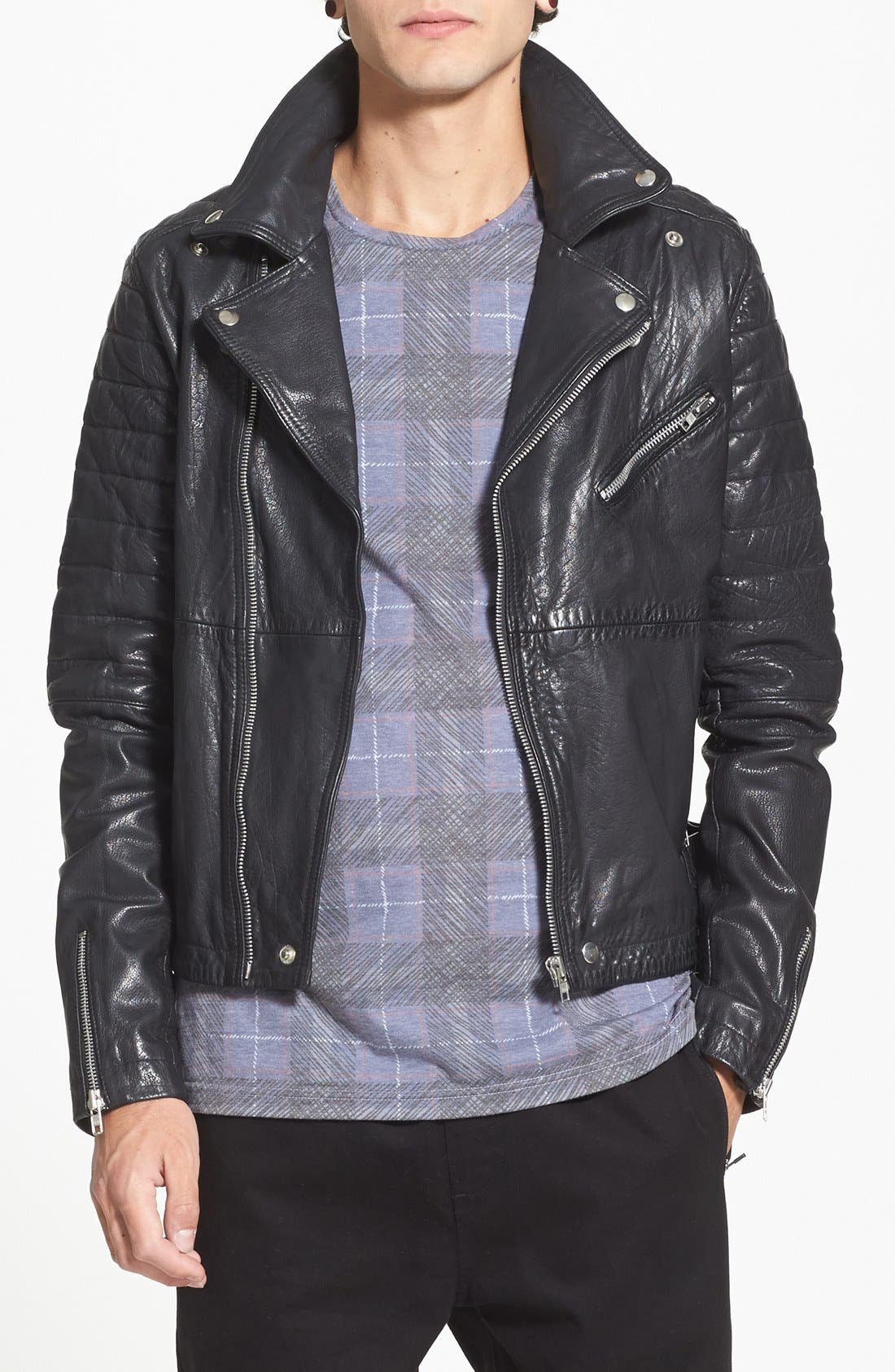 topman real leather jacket