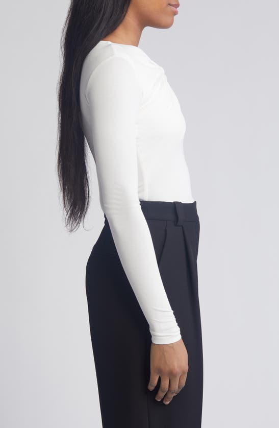 Shop Rue Sophie Thessa Knot Detail Long Sleeve Knit Top In Off White