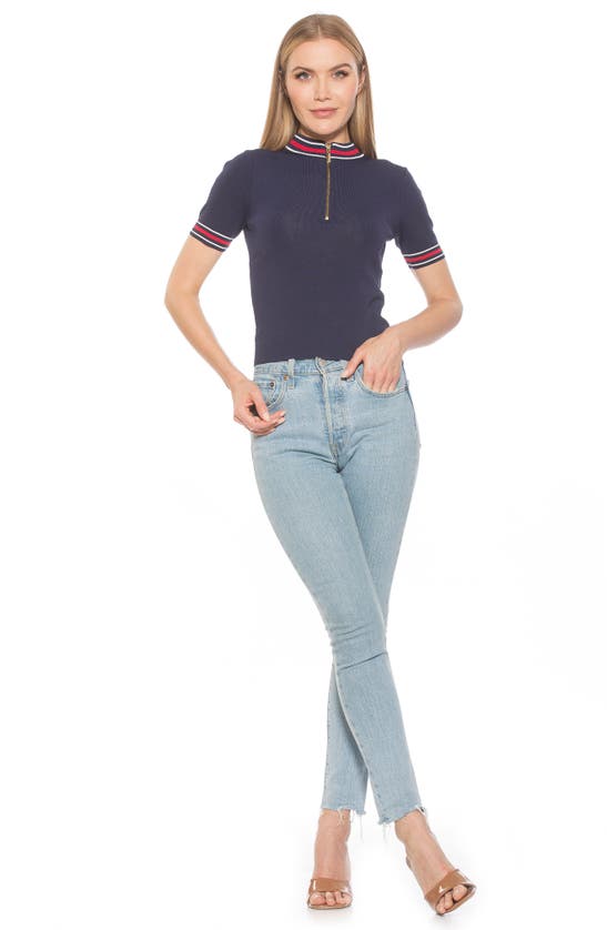 Alexia Admor Phoebe Short Sleeve Turtle Neck Sweater In Navy