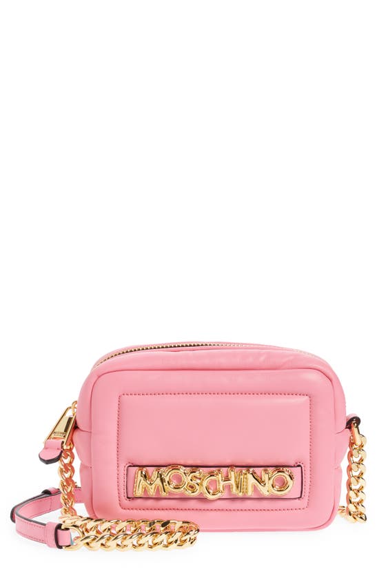 Moschino Inflatable Leather Camera Crossbody Bag In A0206 Fucsia
