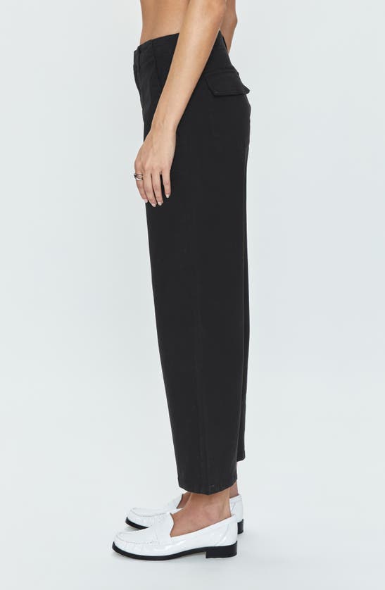 Shop Pistola Sophia Stretch Cotton Ankle Wide Leg Pants In Black