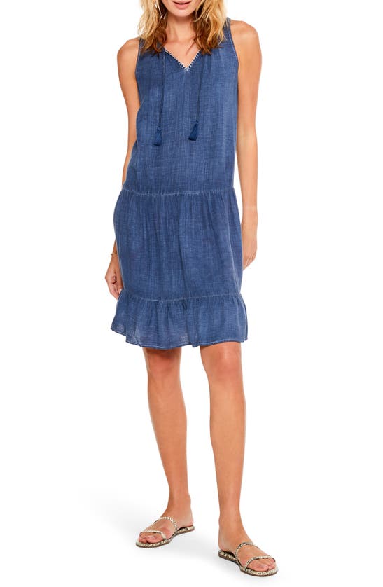 Nic + Zoe Nic+zoe Tiered Sleeveless Dress In Parisian Blue