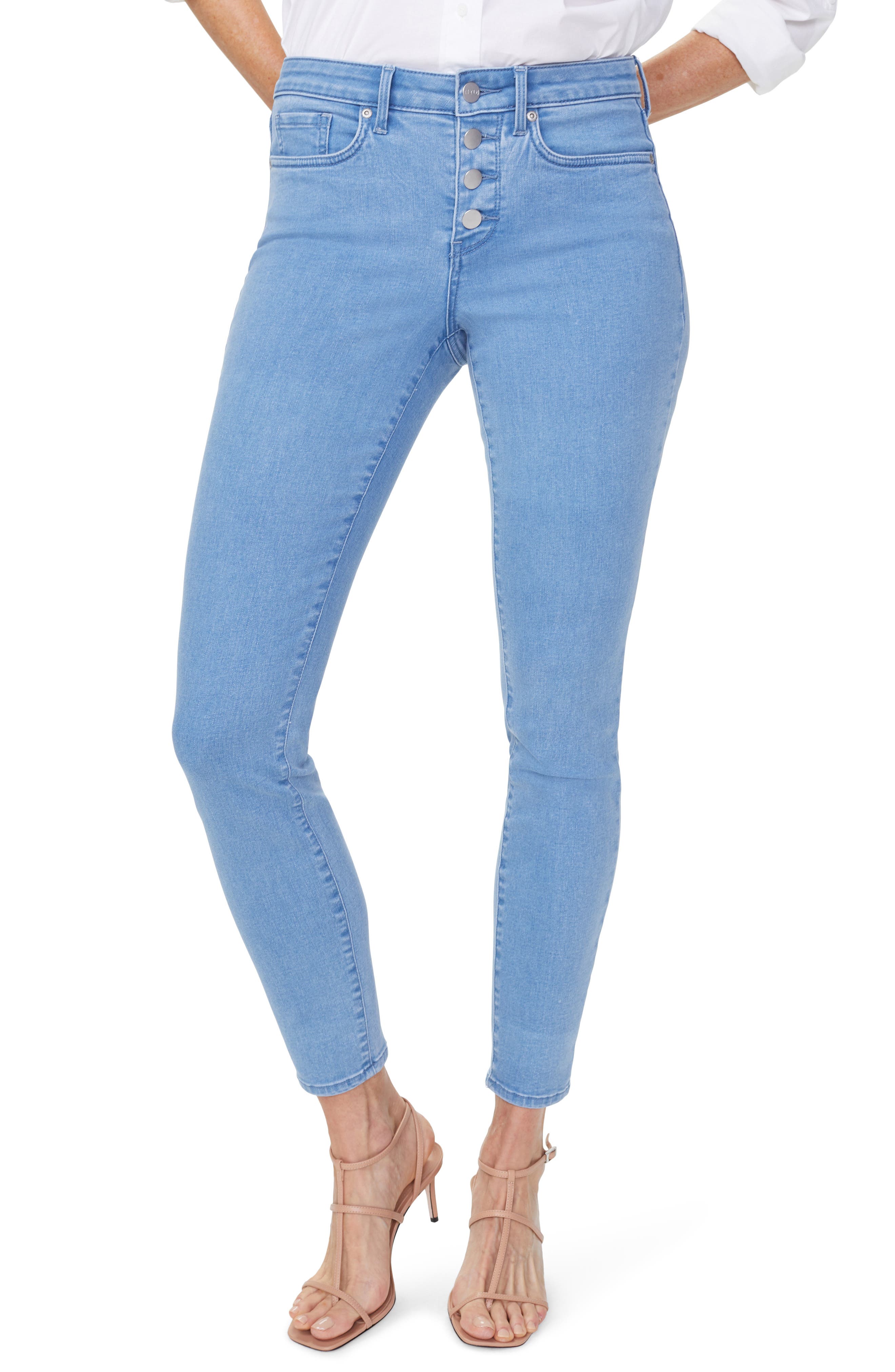 Women's Nydj Ami Exposed Button Stretch Ankle Jeans,  6 - Blue