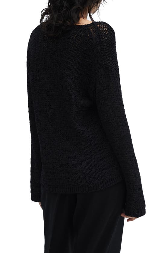 Mango Oversize Open Stitch Sweater In Black