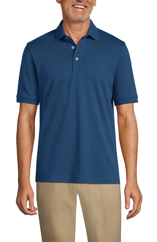 Shop Lands' End Short Sleeve Cotton Supima Polo Shirt In Evening Blue