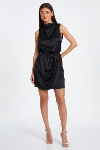 QUIZ Sleeveless Ruched Satin Mini Dress Nordstrom