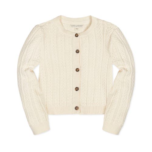 Shop Hope & Henry Baby Girls' Organic Chevron Cable Cardigan, Infant In Ivory Chevron Cable