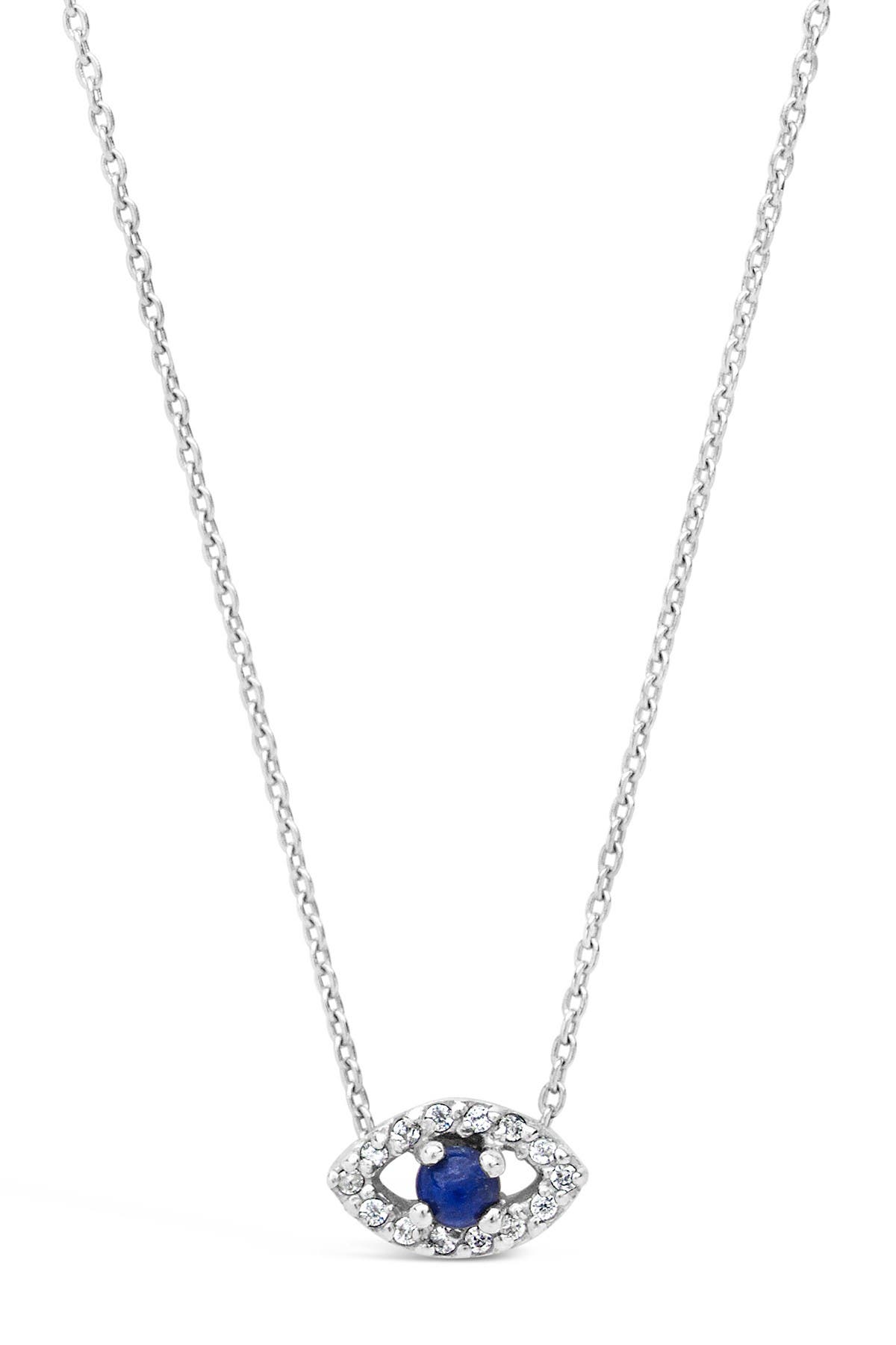 SilverLuxe Womens Sterling Silver CZ Evil Eye Disc Pendant Necklace 15 2