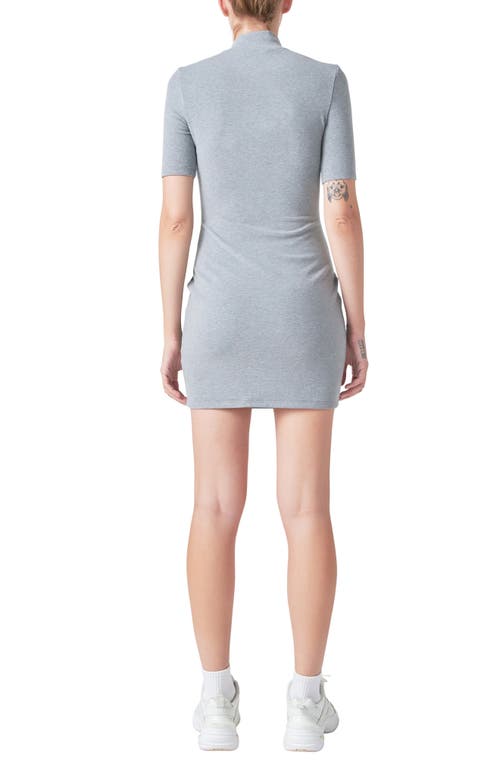 Shop Grey Lab Soft Mock Neck Body-con Minidress In Heather Grey