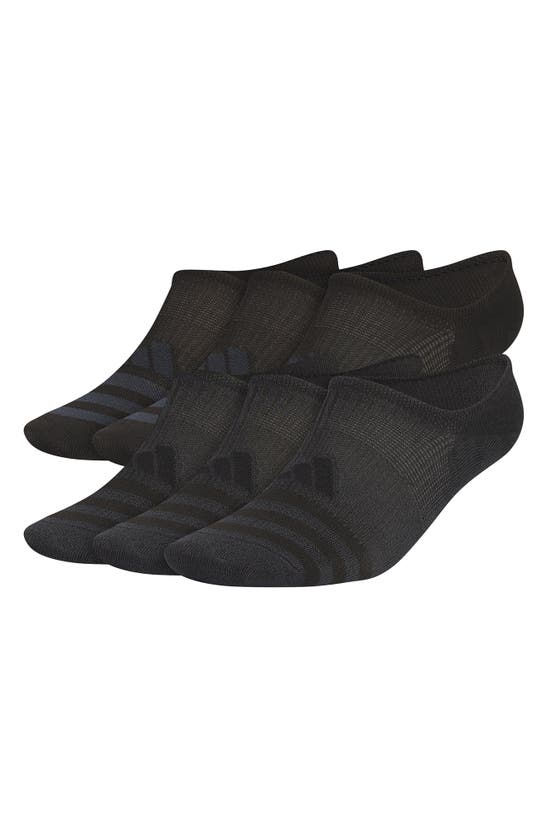 Adidas Originals 6-pack Superlite No-show Socks In Black/ Night Grey