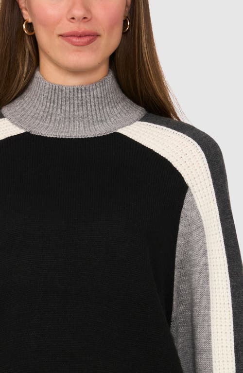 Shop Halogenr Halogen(r) Colorblock Mock Neck Sweater In Rich Black