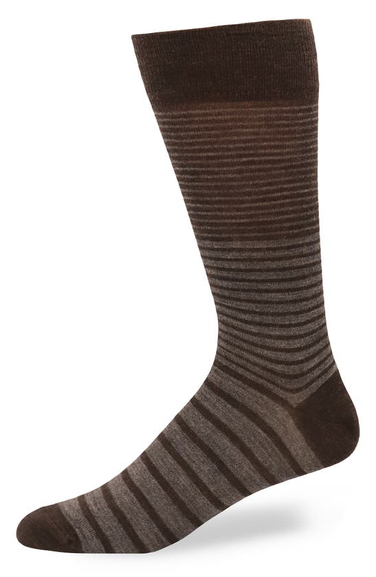 Lorenzo Uomo Stripe Wool Blend Dress Socks In Charcoal