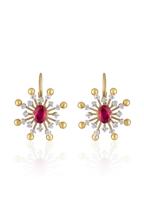 Diamond & Ruby Spike Drop Earrings in 18Kyg