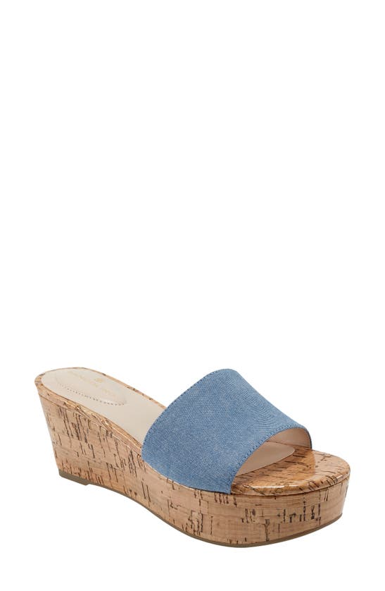Bandolino Kennie Platform Wedge Sandal In Blue Denim