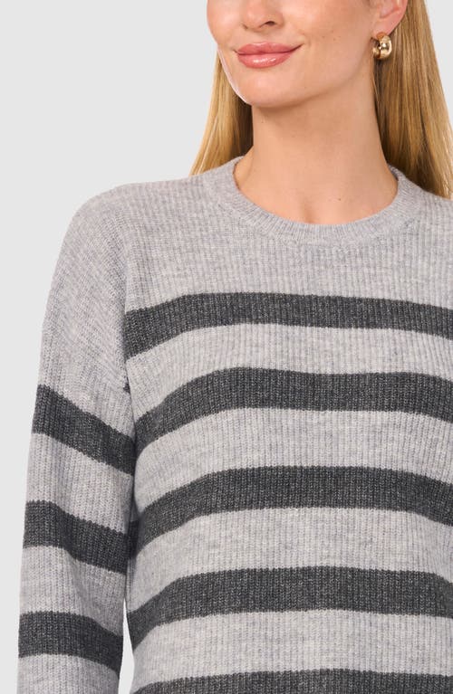 Shop Halogenr Halogen(r) Stripe Crewneck Sweater In Light Grey/heather Grey