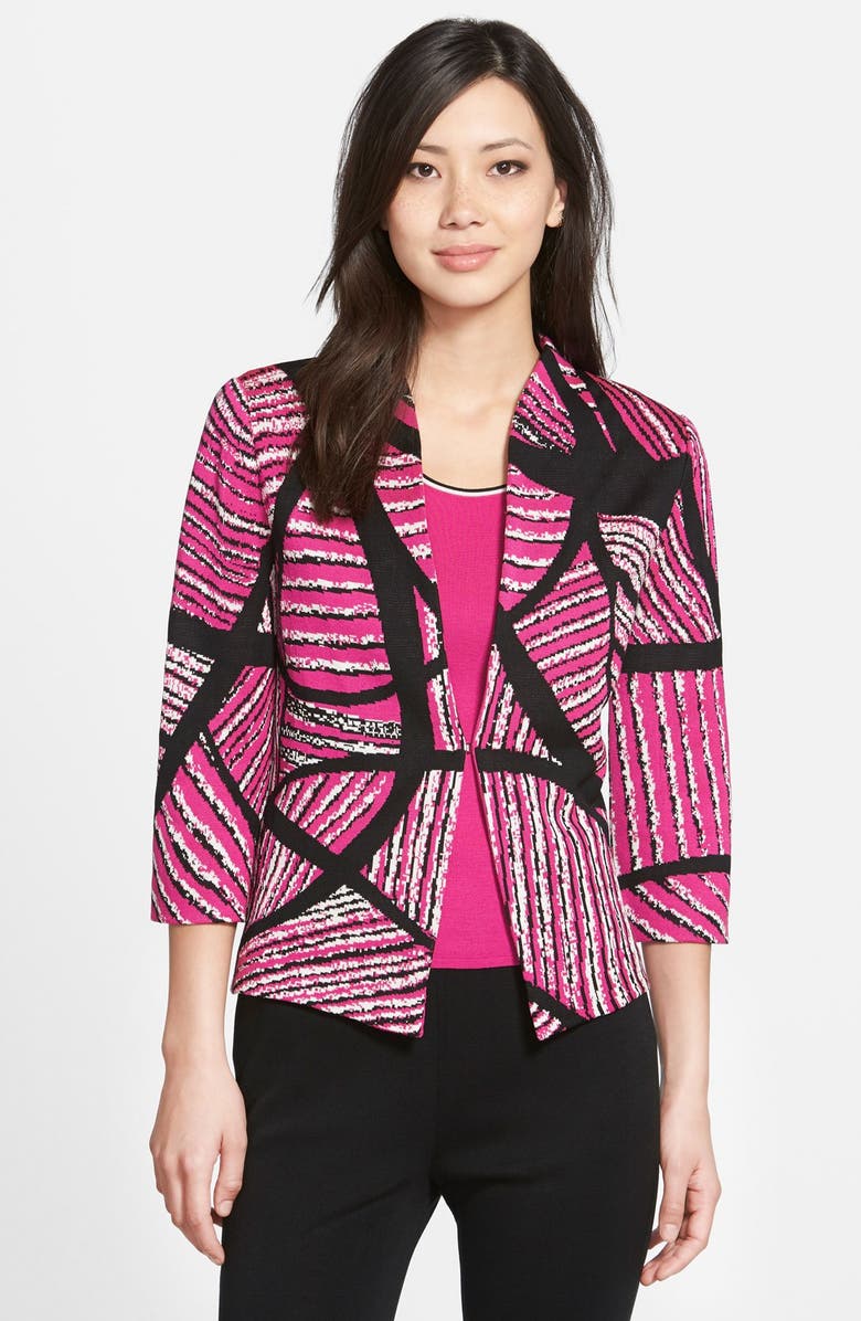 Ming Wang Stripe Print Cutaway Knit Jacket | Nordstrom