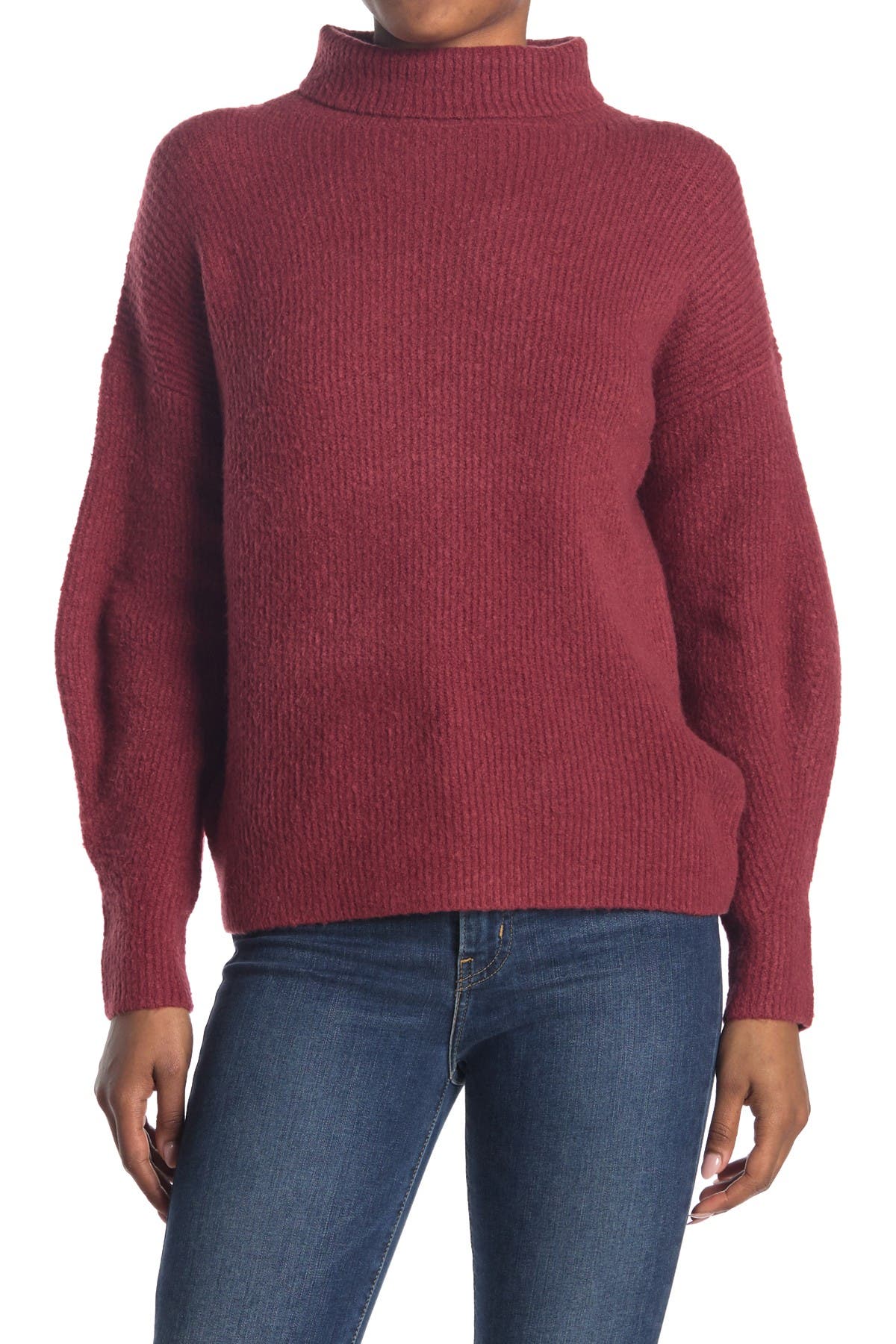 French Connection Flossy Ribbed Turtleneck Sweater In Open Red4