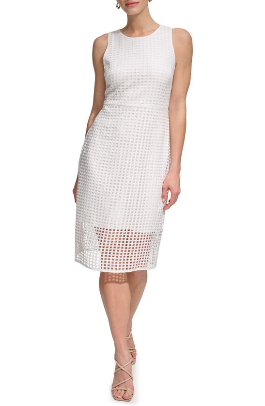 Dkny Grid Sheath Dress In Cream