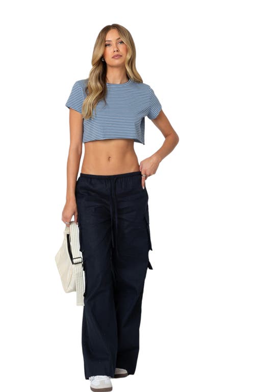 EDIKTED EDIKTED STRIPEY CROP COTTON T-SHIRT