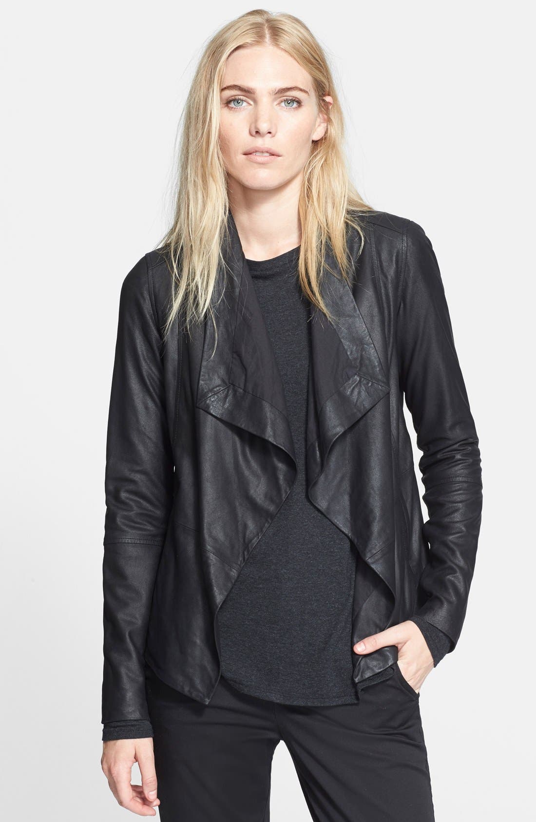 Vince Drape Front Leather Jacket Nordstrom