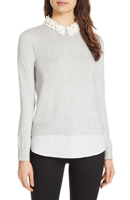 Ted Baker Nansea Floral-collar Layered-look Sweater In Grey