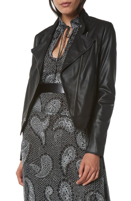 Shop Andrew Marc Asymmetric Leather Moto Jacket In Black