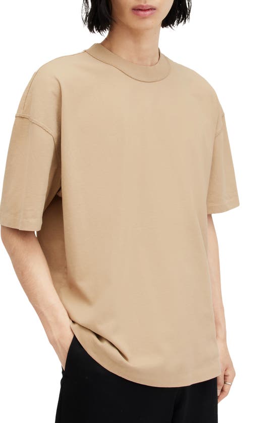 Shop Allsaints Isac Oversize T-shirt In Toffee Taupe