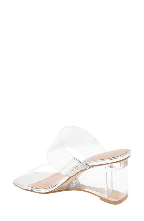 Shop Bcbg Lorie Wedge Slide Sandal In Clear/silver