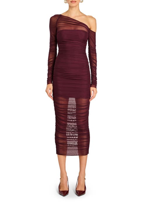 Shop Ser.o.ya Chantae Mesh Dress In Merlot