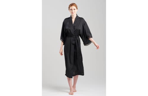 Natori Ashley Icon Robe W/ Lace In Black